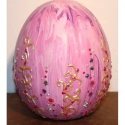 Osterei ROSA Acrylmalerei auf einem Keramikei Ostergeschenk Künstler-Ei Sammlerstück Unikat Handarbeit