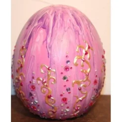 Osterei ROSA Acrylmalerei auf einem Keramikei Ostergeschenk Künstler-Ei Sammlerstück Unikat Handarbeit