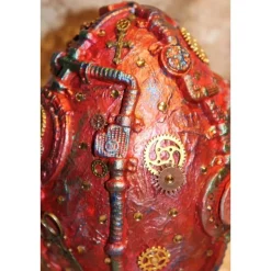 Osterei STEAMPUNK Osterdeko Kunststoffei dekoriert mit Modeliermasse im Steampunk-Industrial-Stil Viktorianisch Deko-Ei