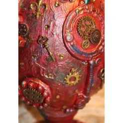 Osterei STEAMPUNK Osterdeko Kunststoffei dekoriert mit Modeliermasse im Steampunk-Industrial-Stil Viktorianisch Deko-Ei