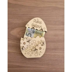 Osterei Verpackung für Geldgeschenke,aus Holz, Personalisierbar,Geldscheinbox