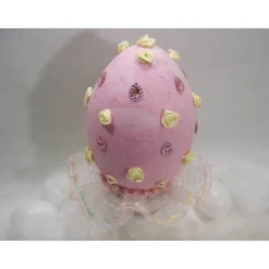 Osterei XXL 25cm hohe Osterdeko in rosa weiß Unikat