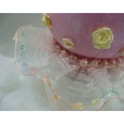 Osterei XXL 25cm hohe Osterdeko in rosa weiß Unikat