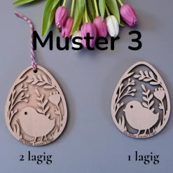 Ostereianhänger aus Holz graviert – Personalisierte Frühlingsdeko & Sternenkind Andenken