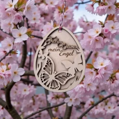 Ostereianhänger aus Holz graviert – Personalisierte Frühlingsdeko & Sternenkind Andenken
