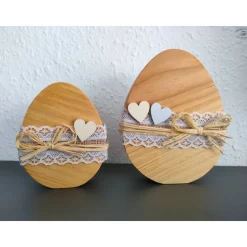 Ostereier aus Douglasienholz natur, 2er-Set / Osterdekoration