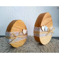 Ostereier aus Douglasienholz natur, 2er-Set / Osterdekoration