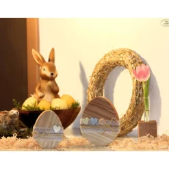 Ostereier aus Douglasienholz natur, 2er-Set / Osterdekoration