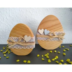 Ostereier aus Douglasienholz natur, 2er-Set / Osterdekoration