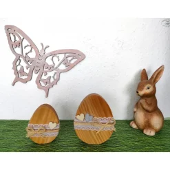 Ostereier aus Douglasienholz natur, 2er-Set / Osterdekoration