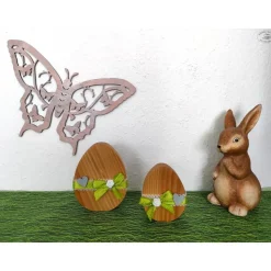 Ostereier aus Douglasienholz grün, 2er-Set / Osterdekoration