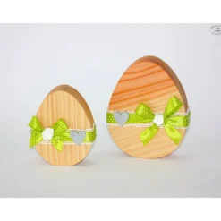 Ostereier aus Douglasienholz grün, 2er-Set / Osterdekoration