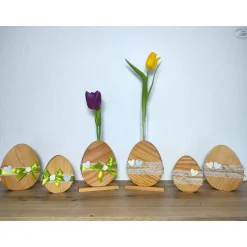 Ostereier aus Douglasienholz grün, 2er-Set / Osterdekoration