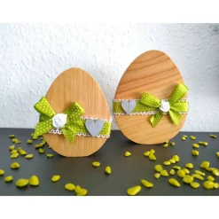 Ostereier aus Douglasienholz grün, 2er-Set / Osterdekoration