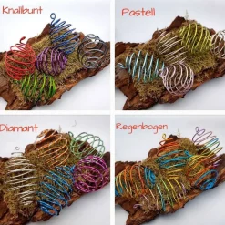 Ostereier Dekoeier für den Osterstrauß 5er Set, verschiedene Farbkombis, Aludraht