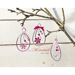 Ostereier Gänseei groß Drahtei Beerenfarben handgemacht