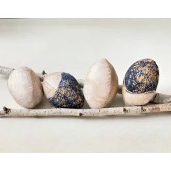 Ostereier gold dunkelgrau Stoffeier Gänseeigroß