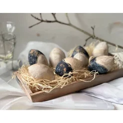 Ostereier gold dunkelgrau Stoffeier Gänseeigroß