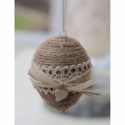 OSTEREIER*DEKO*VINTAGESTIL*LANDHAUSSTIL*WEISS/BEIGE*JUTEBAND/SPITZE