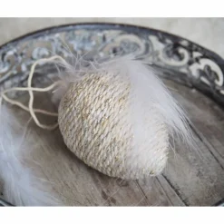 OSTEREIER*DEKO*VINTAGESTIL*LANDHAUSSTIL*CREMEWEISS/BEIGE*JUTEBAND/SPITZE