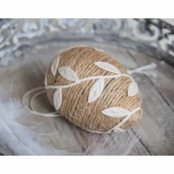 OSTEREIER*DEKO*VINTAGESTIL*LANDHAUSSTIL*CREMEWEISS/BEIGE*JUTEBAND/SPITZE