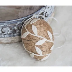 OSTEREIER*DEKO*VINTAGESTIL*LANDHAUSSTIL*CREMEWEISS/BEIGE*JUTEBAND/SPITZE