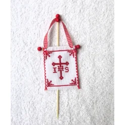 Osterfahne, Osterlamm Fahne, Tischdekoration, Osterschmuck religiös Handarbeit