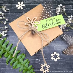 Osterfeuer to go Kerze mit Schriftzug wahlweise mit Lindt Schokohase - Ostergeschenk, Mitbringsel, Ostern, Gastgeschenk