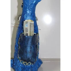 Ostergeschenk BLUE BUNNY handgefertigte Künstler-Figur Osterdeko Geldgeschenk Osterhase handgefertigtes Unikar Upcycling