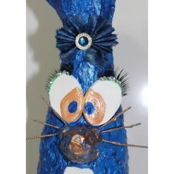 Ostergeschenk BLUE BUNNY handgefertigte Künstler-Figur Osterdeko Geldgeschenk Osterhase handgefertigtes Unikar Upcycling