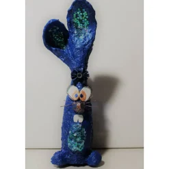 Ostergeschenk BLUE BUNNY handgefertigte Künstler-Figur Osterdeko Geldgeschenk Osterhase handgefertigtes Unikar Upcycling