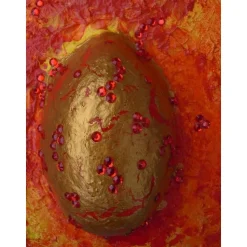 Ostergeschenk GOLDEN EI ;) abstraktes Dekoei auf einem Keilrahmen witzige Wanddeko Künstler-Ei  abstrakte Kunst
