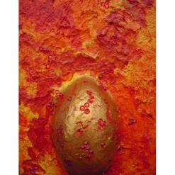 Ostergeschenk GOLDEN EI ;) abstraktes Dekoei auf einem Keilrahmen witzige Wanddeko Künstler-Ei  abstrakte Kunst