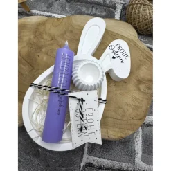 Ostergeschenk I Hasentablett I Handmade I Kerze mit Spruch I Tischdeko I Osterdekoration