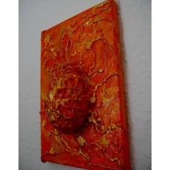 Ostergeschenk OSTERFEUER abstraktes Dekoei auf einem Keilrahmen witzige Wanddeko Künstler-Ei  abstrakte Kunst