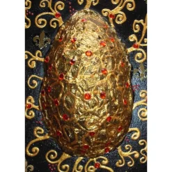 Ostergeschenk OSTERGOLD abstraktes Dekoei auf einem Keilrahmen witzige Wanddeko Künstler-Ei  abstrakte Kunst