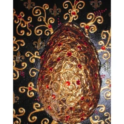 Ostergeschenk OSTERGOLD abstraktes Dekoei auf einem Keilrahmen witzige Wanddeko Künstler-Ei  abstrakte Kunst