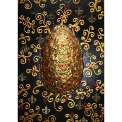 Ostergeschenk OSTERGOLD abstraktes Dekoei auf einem Keilrahmen witzige Wanddeko Künstler-Ei  abstrakte Kunst