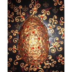 Ostergeschenk OSTERGOLD abstraktes Dekoei auf einem Keilrahmen witzige Wanddeko Künstler-Ei  abstrakte Kunst