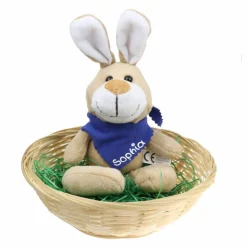 Ostergeschenk Osterkörbchen mit Hasen u. Namen Osternest - Geschenk zu Ostern personalisiert Set aus Kuscheltier & Hase