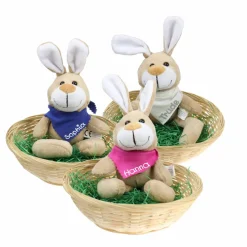 Ostergeschenk Osterkörbchen mit Hasen u. Namen Osternest - Geschenk zu Ostern personalisiert Set aus Kuscheltier & Hase