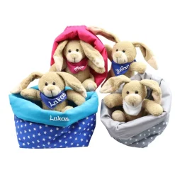 Ostergeschenk Osterkörbchen mit Hasen personalisiert Stoffkörbchen - Geschenk zu Ostern mit Namen Set aus Kuscheltier