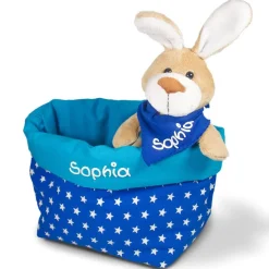 Ostergeschenk Osterkörbchen mit Hasen personalisiert Stoffkörbchen - Geschenk zu Ostern mit Namen Set aus Kuscheltier