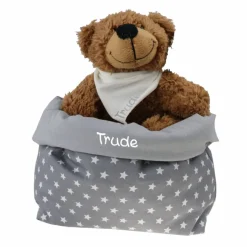 Ostergeschenk Osterkörbchen mit Teddy personalisiert Stoffkörbchen  Geschenk zu Ostern mit Namen Set aus Kuscheltier Kus