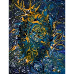 Ostergeschenk OSTERWASSER abstraktes Dekoei auf einem Keilrahmen witzige Wanddeko Künstler-Ei  abstrakte Kunst