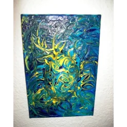 Ostergeschenk OSTERWASSER abstraktes Dekoei auf einem Keilrahmen witzige Wanddeko Künstler-Ei  abstrakte Kunst