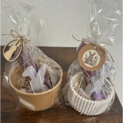 Oster-Geschenkset mit Kerze & Deko – Handgefertigtes Einzelset im Topf, verpackt