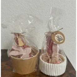 Oster-Geschenkset mit Kerze & Deko – Handgefertigtes Einzelset im Topf, verpackt