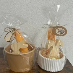 Oster-Geschenkset mit Kerze & Deko – Handgefertigtes Einzelset im Topf, verpackt