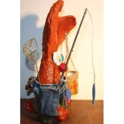 Osterhase ANGLERHASERL handgefertigte Künstler-Figur Osterdeko Geschenk für Angel-Fans Geldgeschenk